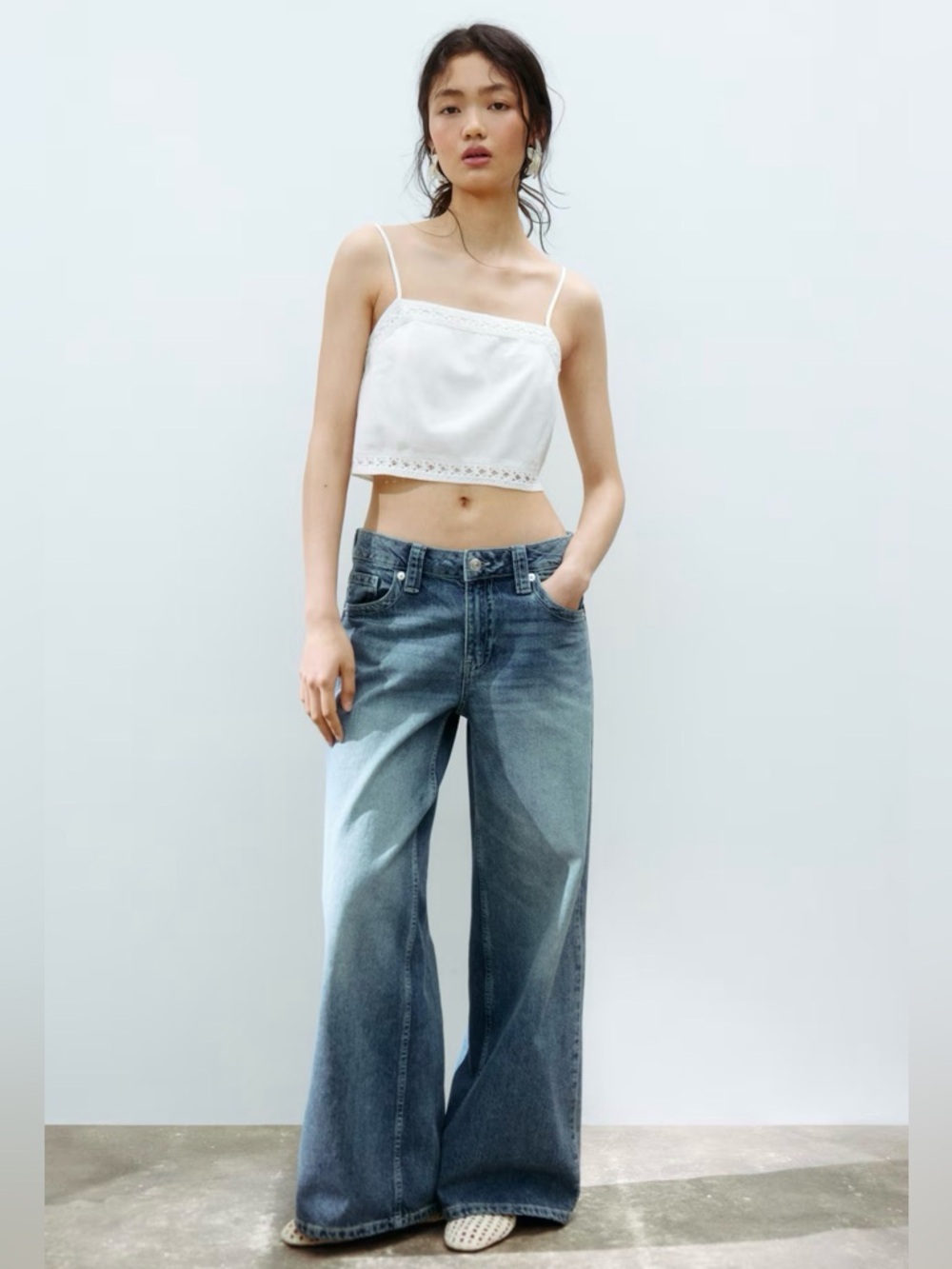 H&M Blue Wide Leg Flare Jeans